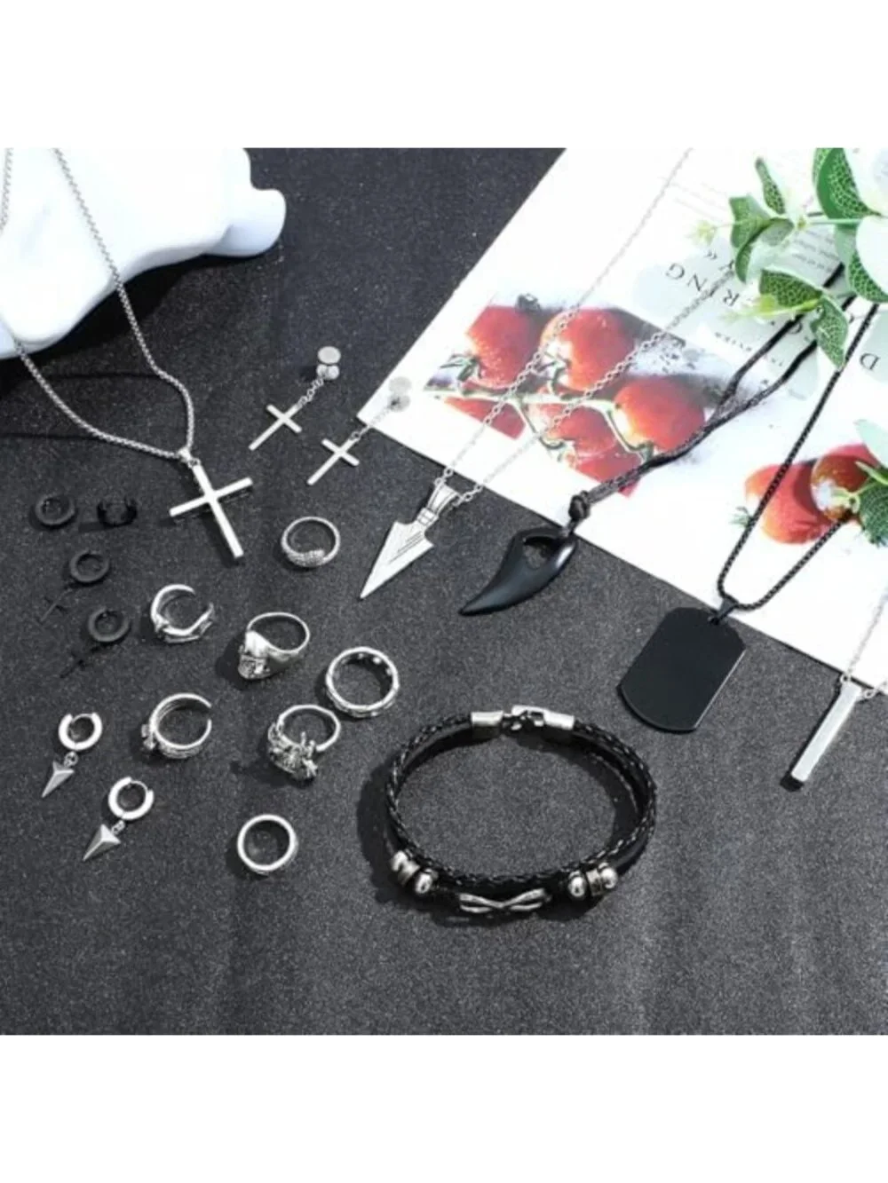 Stainless Steel 31-Piece Jewelry Set for Men & Women - Necklaces, Bracelets